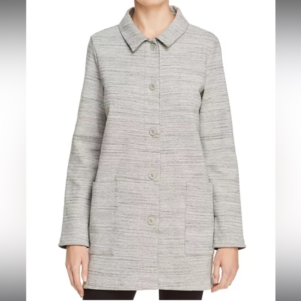 Eileen Fisher - Classic Collar Chevron Knit Cotton Jacket